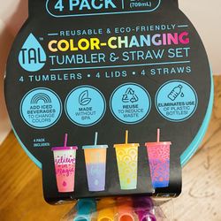 Color-Changing Tumbler & Straw Set (4 Pack)