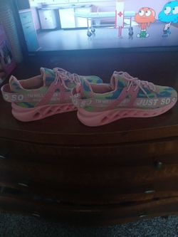 Pink and camouflage shoes, size 11