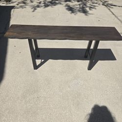 Farmhouse Vintage Style Wood Bench With Metal Base