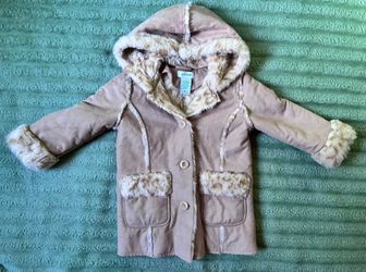 Girls Faux Suede Hooded Coat Size 3T