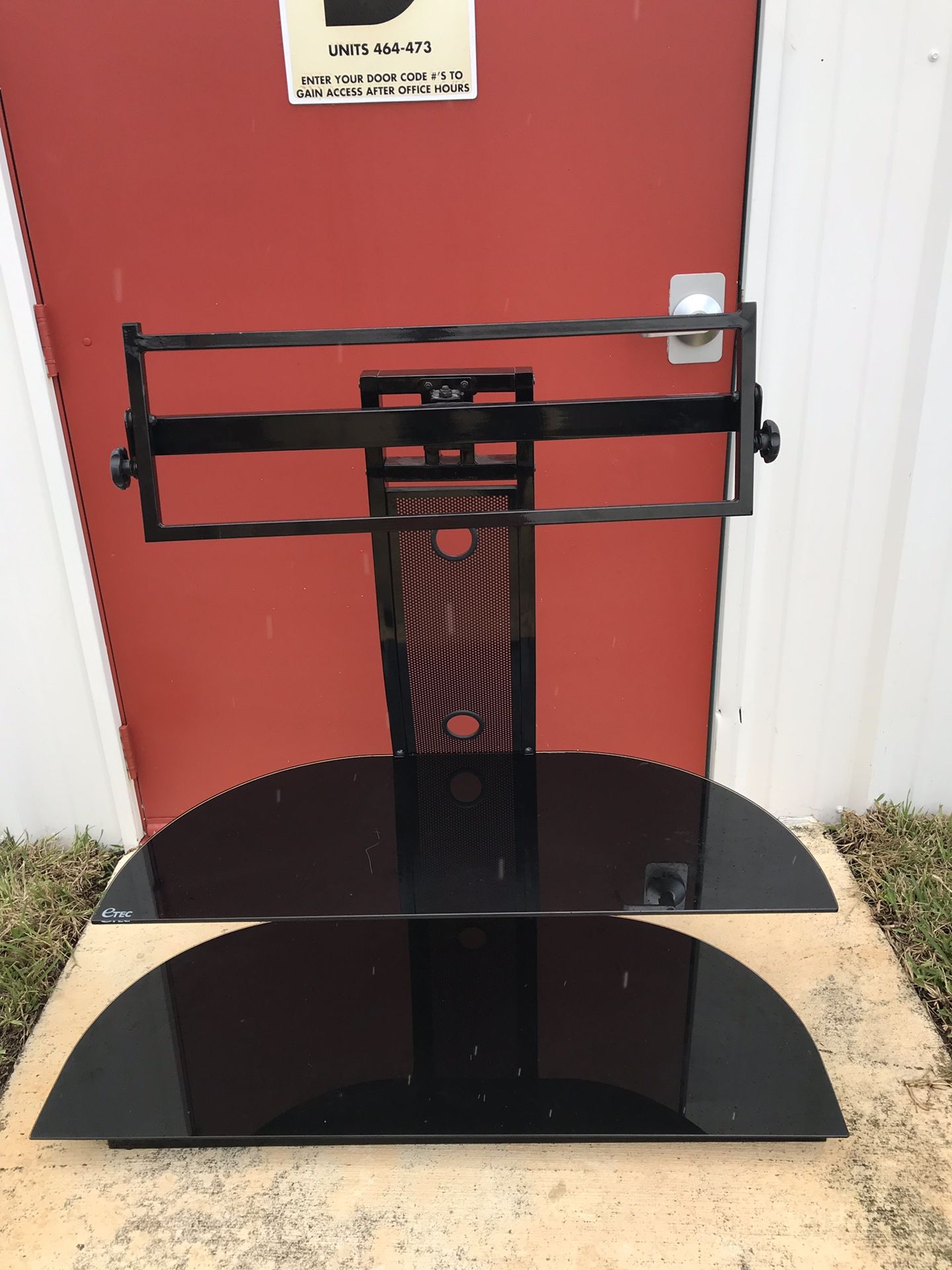 Etec Flat screen TV stand, glass metal modern TV unit for Sale in