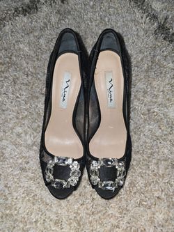 Nina black lace heels
