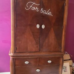 Armoire,  Solid Wood.  Drawers And Shelving Plus Inside Mirror