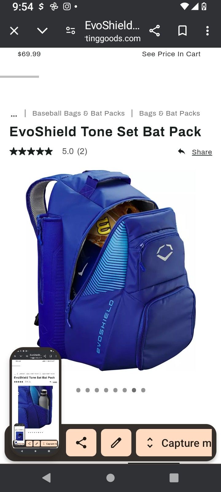 Brand New Evo shield Tone Set Baseball Backpack At