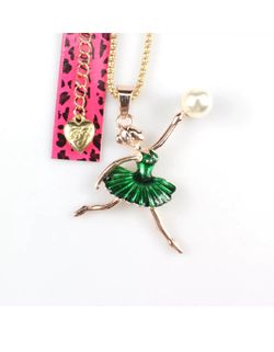 Betsey Johnson green ballerina pearl necklace