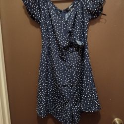 Shein Blue/White Size M Junior Poko Dots Dress/Shorts