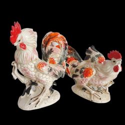 Vintage Ceramic Fighting Rooster Pair