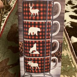 White River Buffalo Plaid Stacking Mugs 