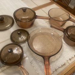 10 Piece Set Vision Ware Amber Cook Ware set