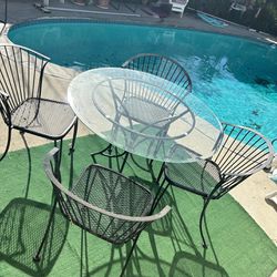 Outdoor Glass Table w/ 4 Chairs