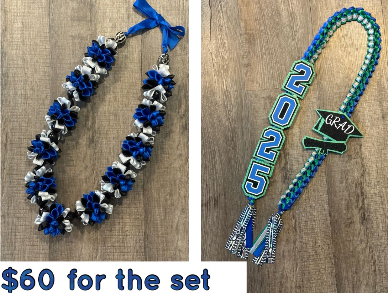 Blue Seahawks Graduation Lei Set
