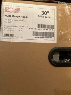 KOBE 30” Built In Range Hood. 30” Brillia Series. New. Never Been Opened(See & Click On Pictures)