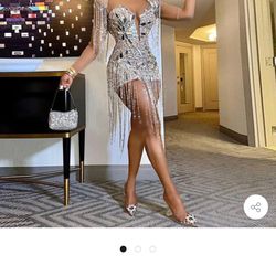 Silver Mirror Sequin Mini dress