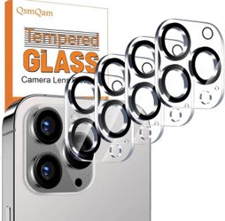 QsmQam 4 Pack Camera Lens Protector for iPhone 15 Pro Max 6.7" / iPhone 15 Pro 6.1", Tempered Glass Camera Cover, HD Clear, Anti-Scratch, Strong Adhes
