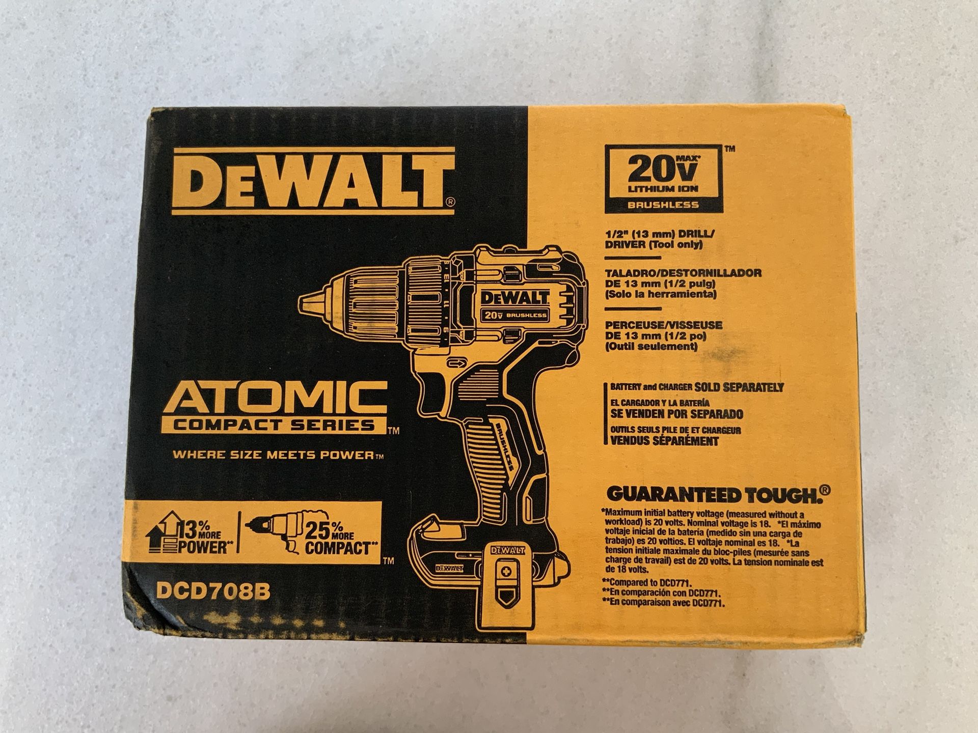 Dewalt ATOMIC 20V MAX Cordless Brushless Compact 1/2 in. Drill/Driver Tool only, New