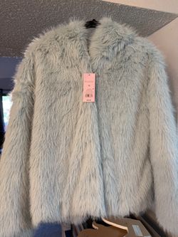 Light Blue Faux Fur Coat Size XL