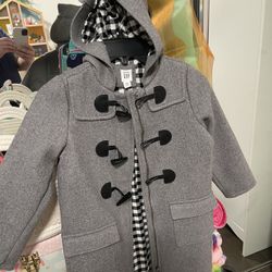 GAP GRAY DUFFLE COAT W/HOOD