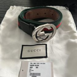 Gucci Belt Green And Red With Logo 