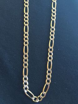 14k solid gold diamond cut figaro chain