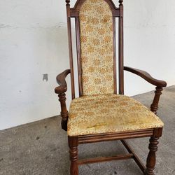 Wood Chair Tall Back Fabric Cushion