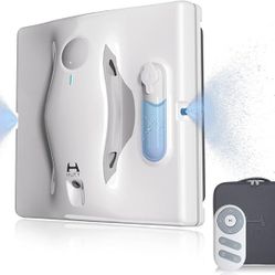 Window Cleaner Robot with Auto Water Spray, 3800PA Suction Power Automatic Window Cleaning Robot with Anti-falling Laser Sensor Detection for for Wind