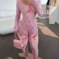 Pink Bow Jumpsuit 