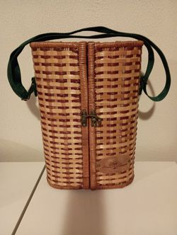 Tommy Bahama Wicker Wine Bottle & Glasses Carrier 

