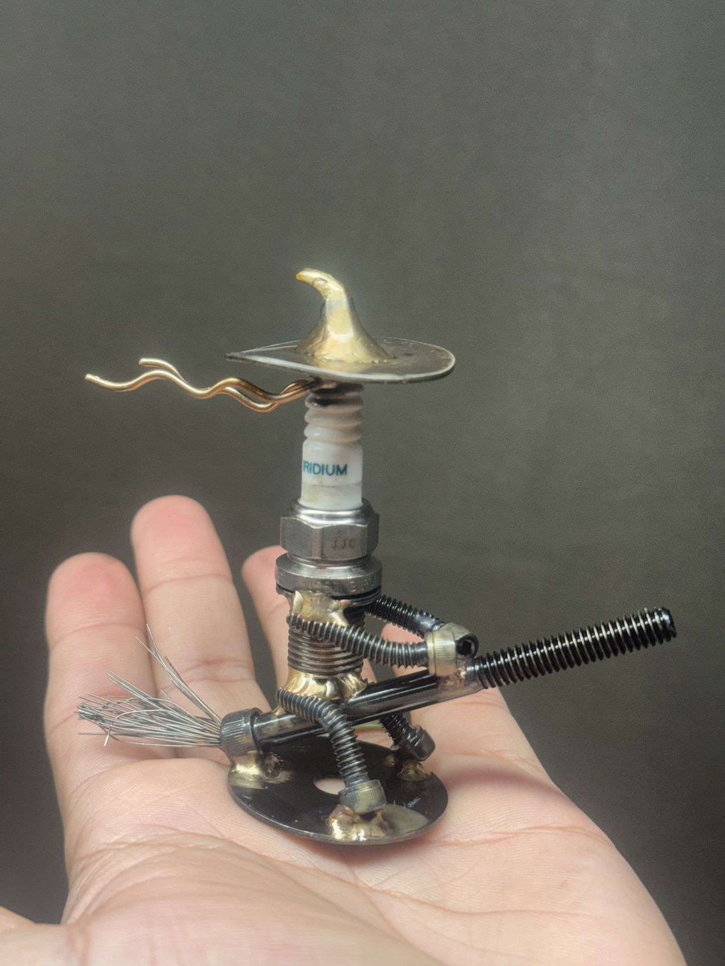 Witchy Spark Plug Metal Art Decor Figurine 