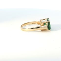 Ladies Lab Emerald & CZ 14 Yellow Gold Birthstone Ring Size 6 11055613
