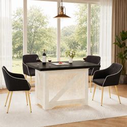5 Pieces- Wood Dining Table With 4 Chairs  
