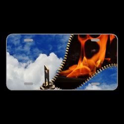 License Plate Novelty Car Front Sky Hell Contrary Clouds Fire