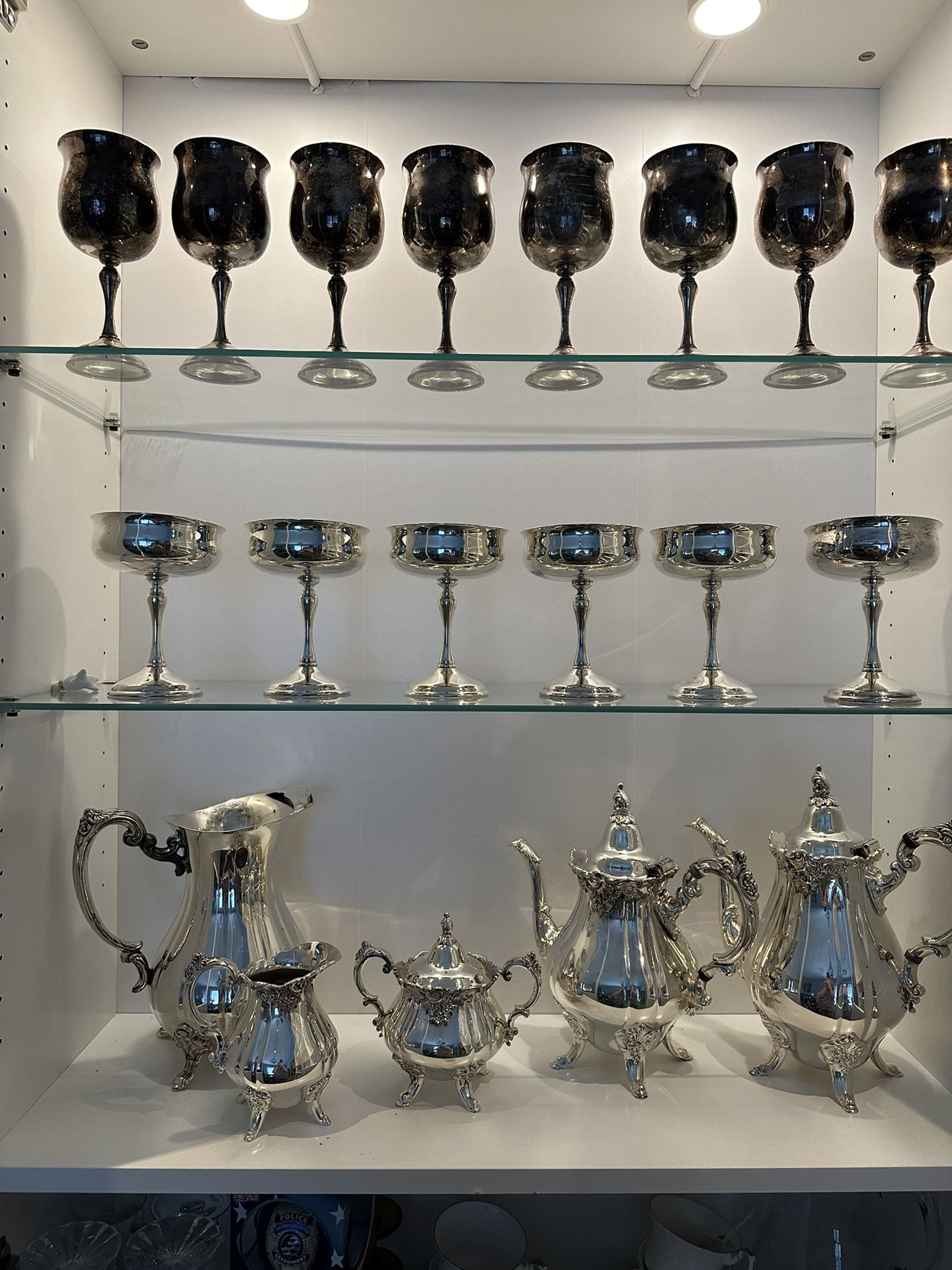 Victorian, Tea And Coffee Service Set plus - KirK Champagne And Wine Goblets.