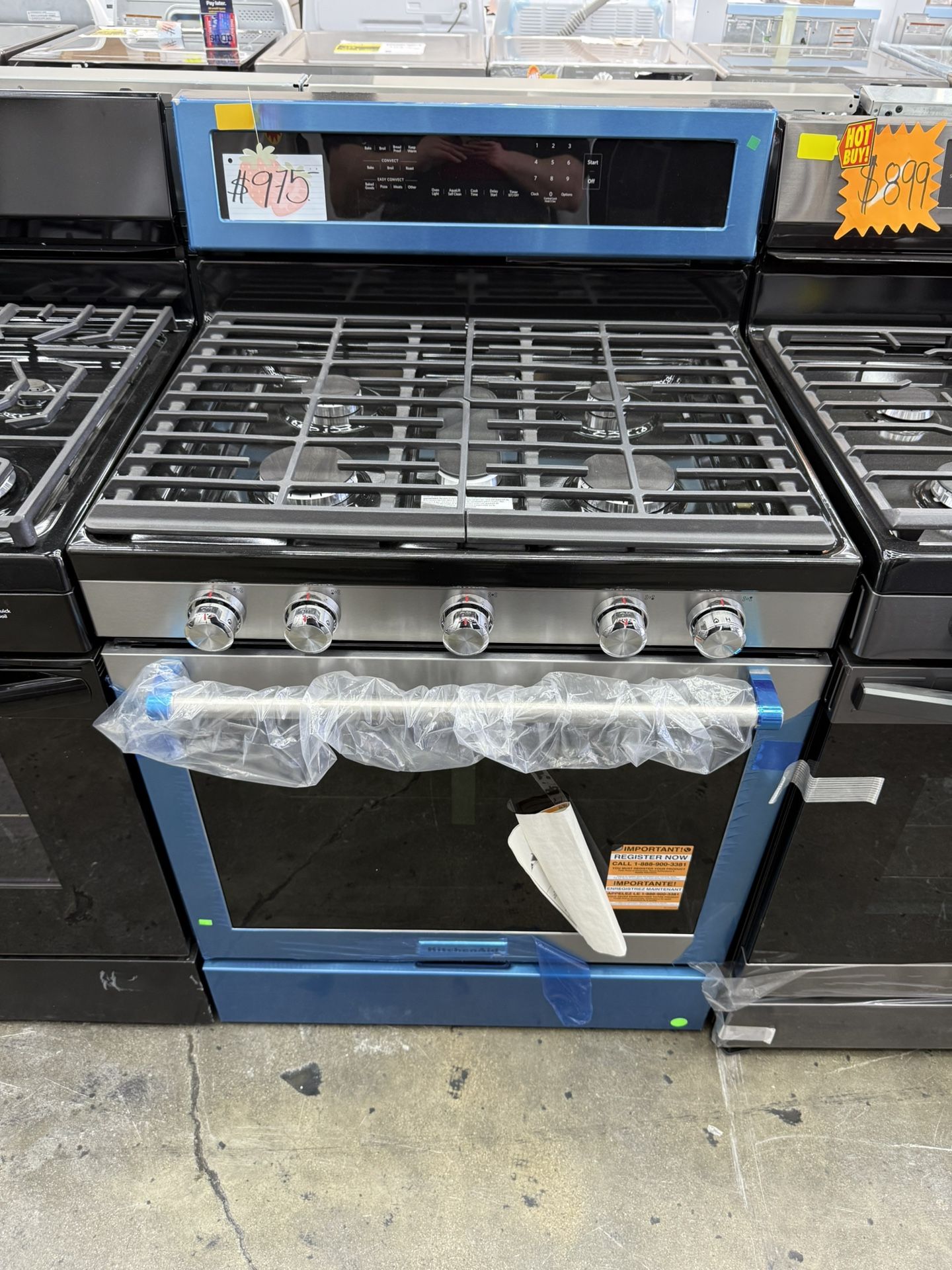Brand new Kitchen Aid stainless steel 5 burner range stove