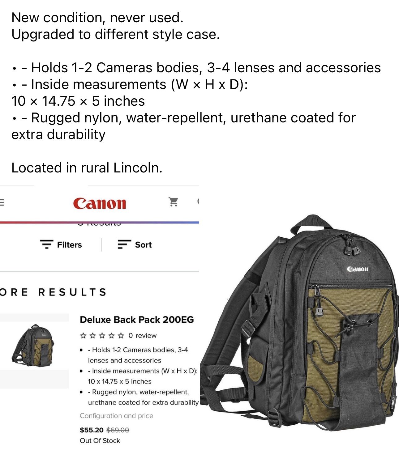 Camera Case Deluxe Backpack 200 EG