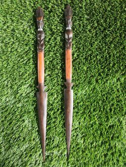 Pair of Hand-Carved African Wooden