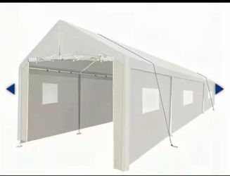 10 ft. W x 30 ft. D White Portable Carport Garage Tent with Window
