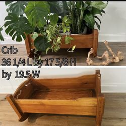 Vintage Antique Hand Made Solid Wood Rocking Doll Cradle, Vintage Mid-Century