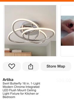 Artika Swirl Butterfly LED Flush Mount Light