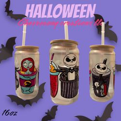 The Nightmare Before Christmas Beer Glass Cups with Bamboo Lids 16oz