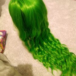 Long Green Wavy Synthetic Hair #42