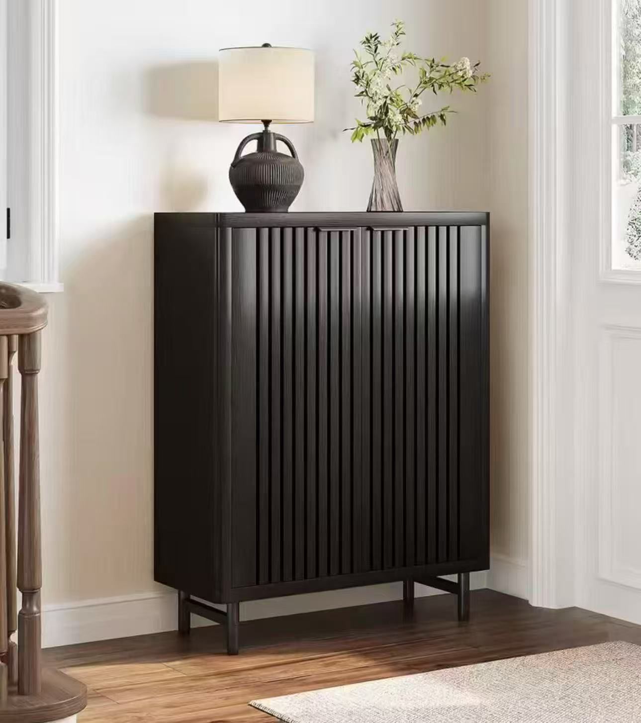 New assembled 6-Tier Shoe Cabinet with Doors for Up to 24 Pairs, Large Wooden Shoe Storage Cabinet with Adjustable Shelves