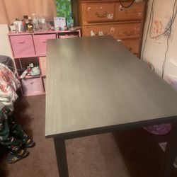 Tall Gray Wood Kitchen Table 