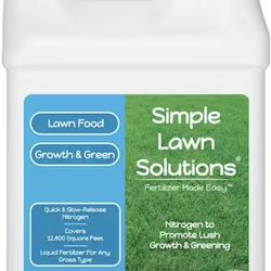 Simple Lawn Solutions 128 oz Liquid Lawn Fertilizer 27-0-0 - New in Box - Fast Green-Up, 12,800 sq ft