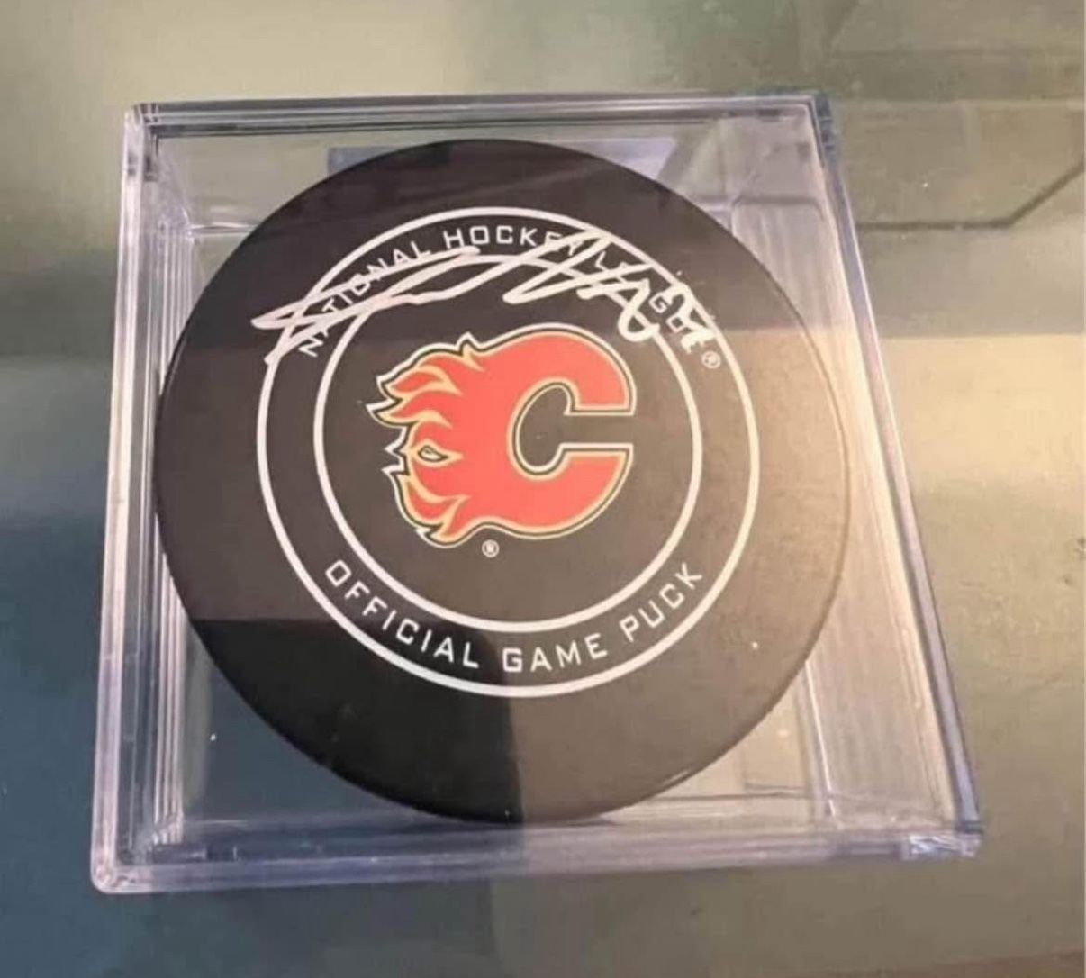 Sean Monahan Calgary Flames Signed Hockey Puck