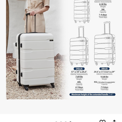 Coolife Luggage Set 3 Piece Hardside PC+ABS Suitcase with TSA Lock, Expandable Large Checked Luggage, Lightweight Rolling Carry On with Spinner Wheels