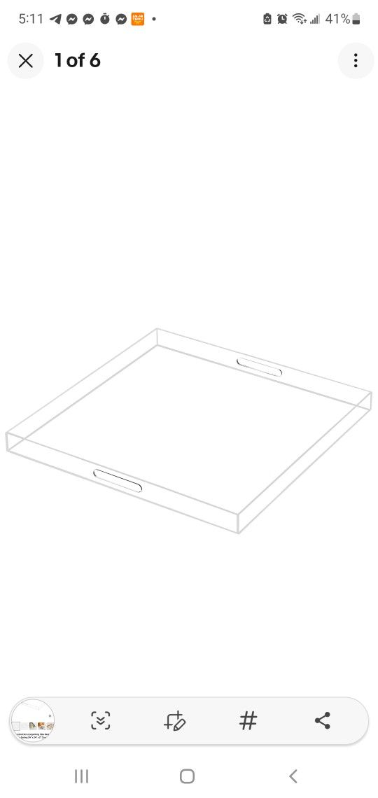 🍽️ Brand New Oversized Extra Large King Bed Tray – 24"x24"x2" Crystal Clear Acrylic Table 🍽️