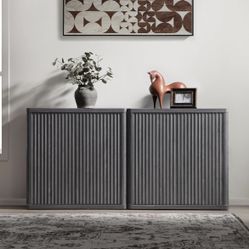 M121-Buffet Cabinet with Storage 69.2" Sideboard Accent Modern Credenza with Doors & Shelves Fluted Tall Media Console Mid Century Coffee Bar Table fo