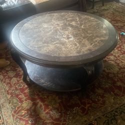 Raymour And Flanagan Marble And Wood Coffee Table