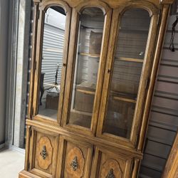 Vintage Hutch. $150 W/Lighting & Glass Shelves