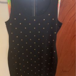 Black Sleeveless Studded Dress